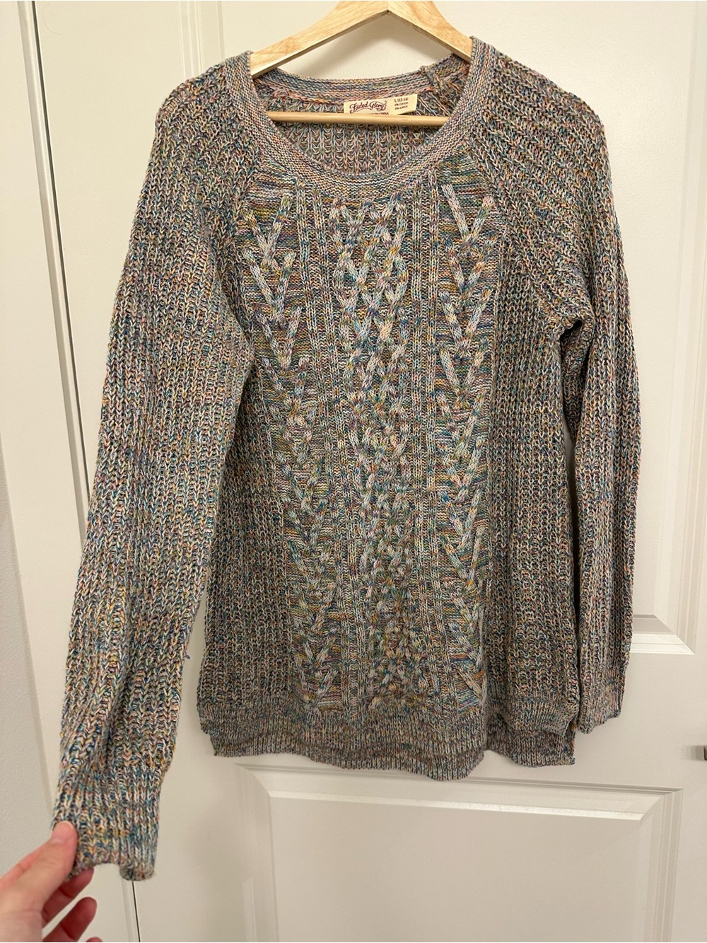 Faded Glory Multicolor Cable Knit Scoop Neck Sweater XL